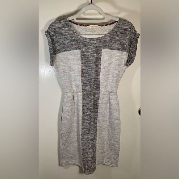 EDMe & ESYLLTE Anthro EUC gray color block sleeveless knit cotton dress Size XS - Picture 1 of 6